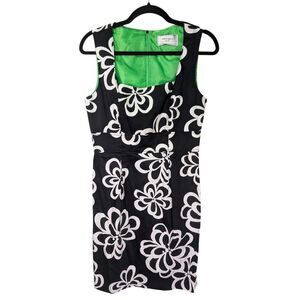 Women's Black/White Floral Sleeveless Shift Dress Size 10P